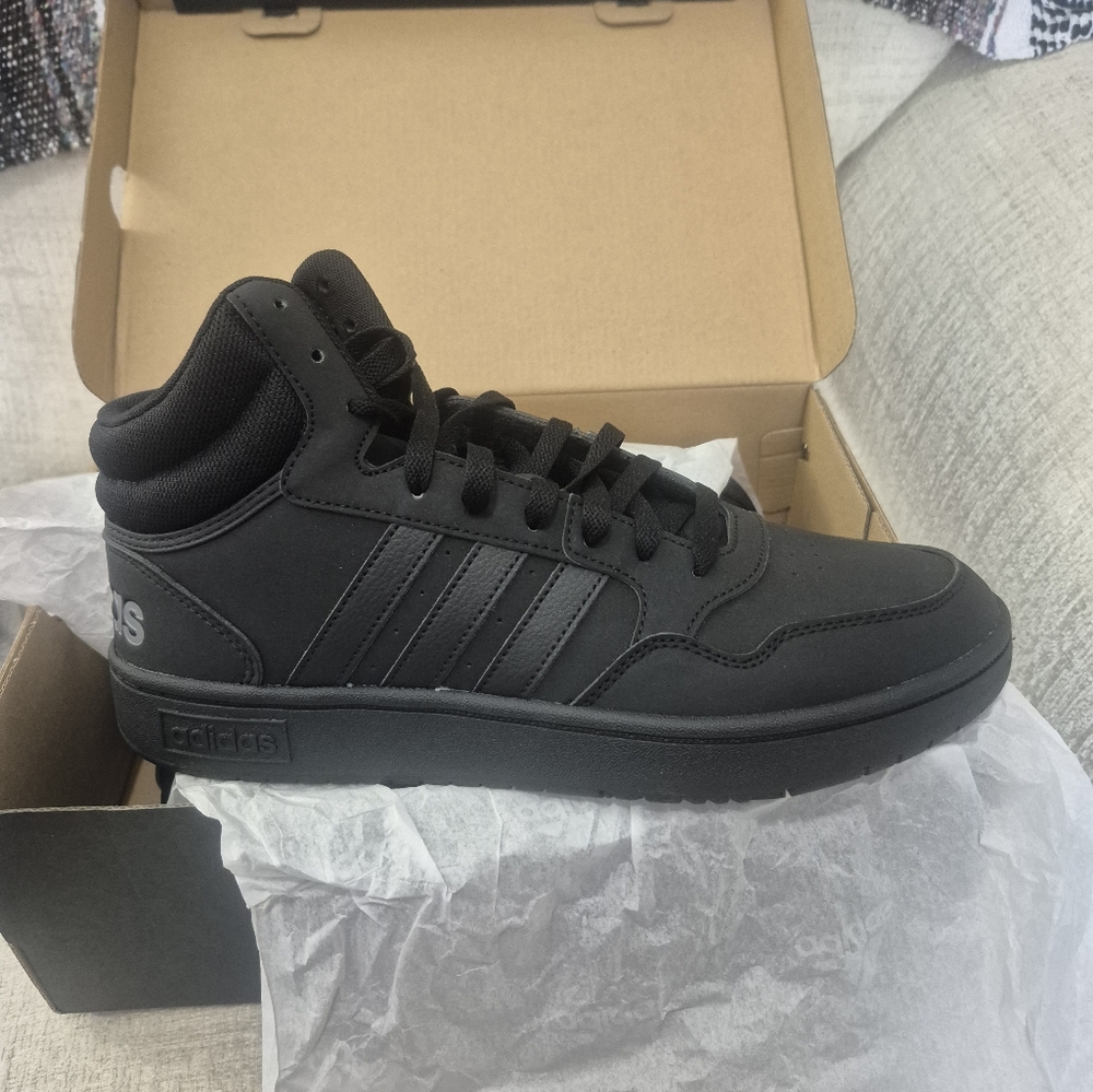 Adidas Hoops 3.0 Mid GV6683 Black Grey Synthetic Mid Top Sneaker Men's 9.5